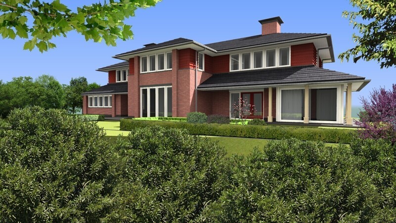 Landhuis Benningbroek achterzijde met serre en veranda