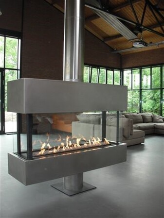 loodswoning custom haard 360 graden draaibaar