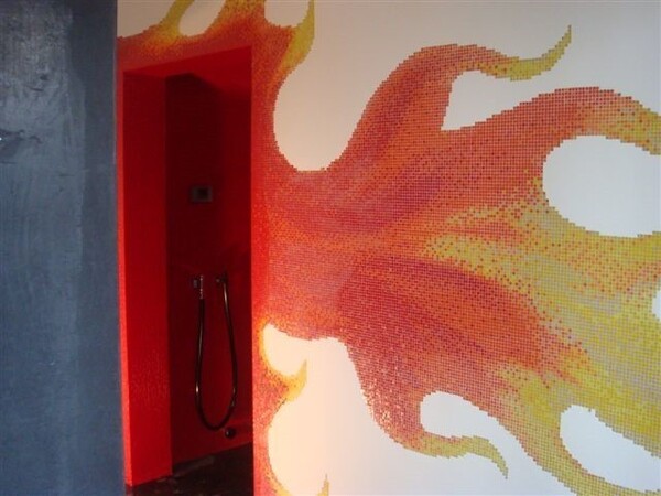 loodswoning stoombad met ontwerp tegelmozaik