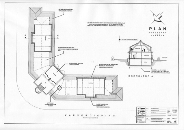 Een van de plantekeningen voor herbouw