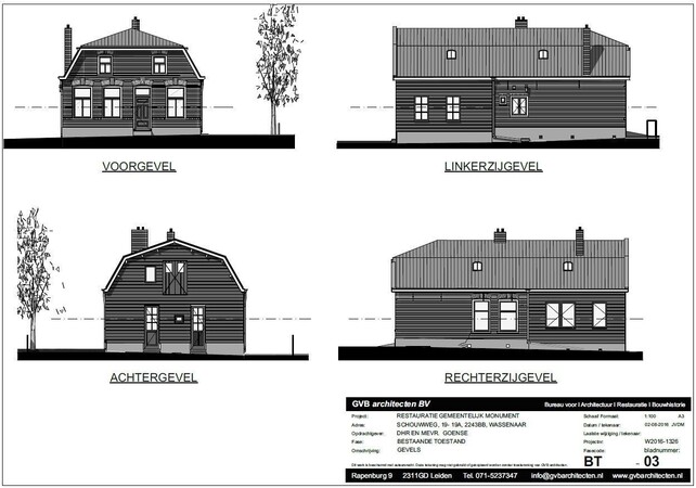 tekening gevels bestaande toestand