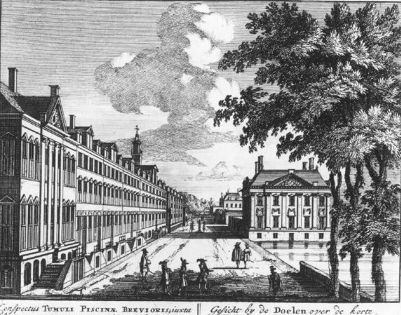 Oude prent Korte Vijverberg rond 1700