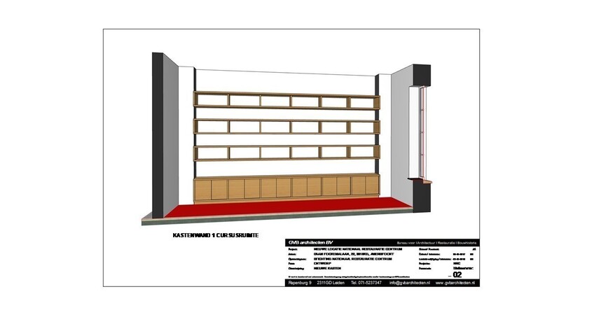 Ontwerp kastenwand cursusruimte
