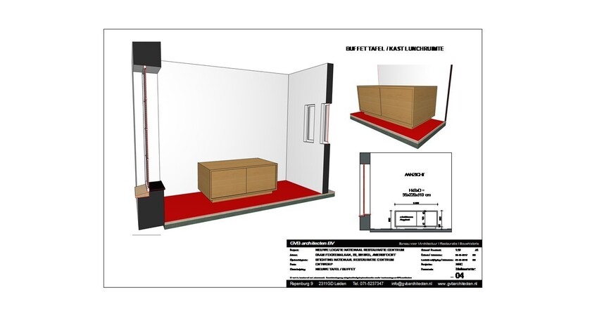 Ontwerp buffetkast lunchruimte