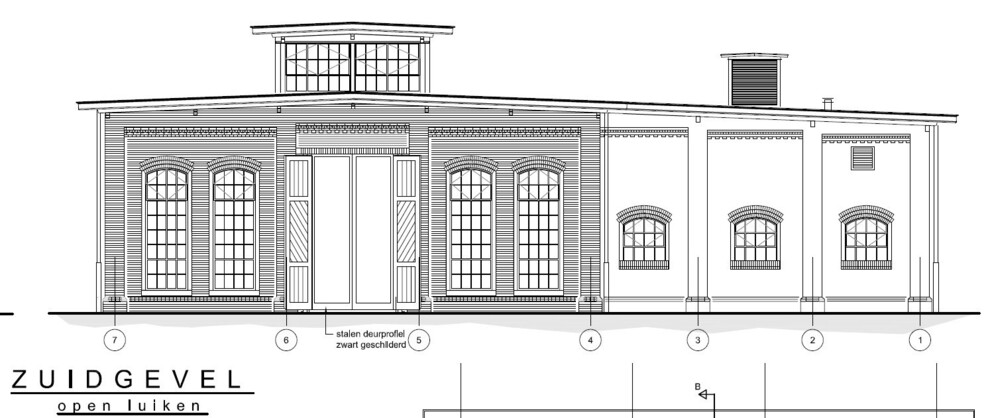 Plan zuidgevel met nieuwe deurpartij
